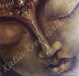 Buddha - Divinità Orientale Tecnica: Misto Materico Pigmentato su Legno