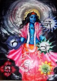 Shiva - Divinità Orientale Tecnica: Misto Materico Pigmentato su Tela