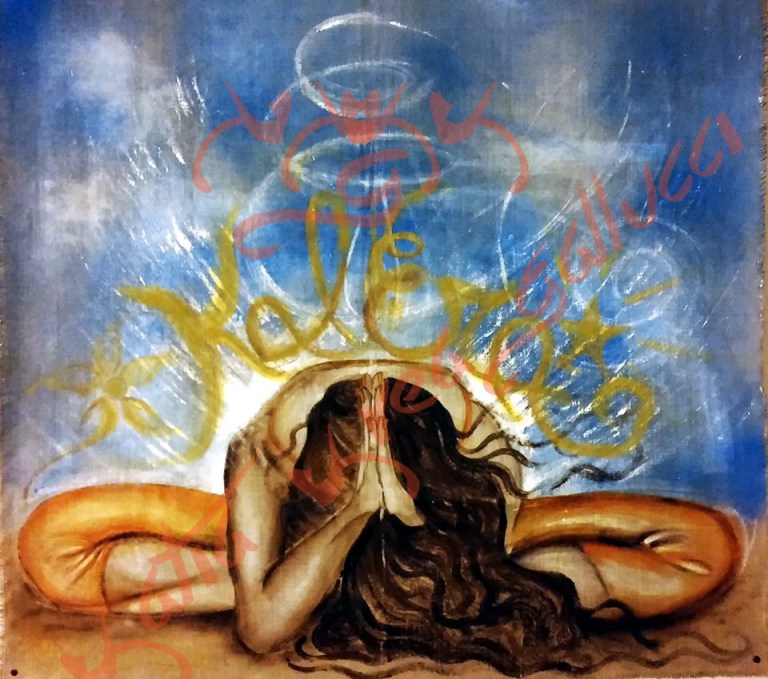 KaleraRam 100x100 tecnica antica a base di tuorlo su tela grezza