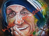 La piccola Matita di Dio, dedicato a Madre Teresa di Calcutta - Divinità Orientale ed Occidentale Tecnica: Misto Materico Pigmentato su Tela