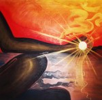 Titolo: Mantra al Tramonto Tecnica Misto Materico Pigmentato su Legno 